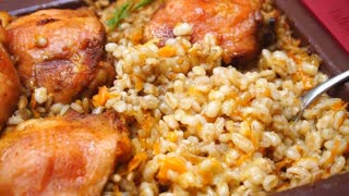 Перловка с курицей в духовке
